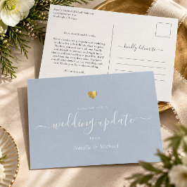 Trouwupdate Elegant Schrift Goud Licht Stofblauw Briefkaart