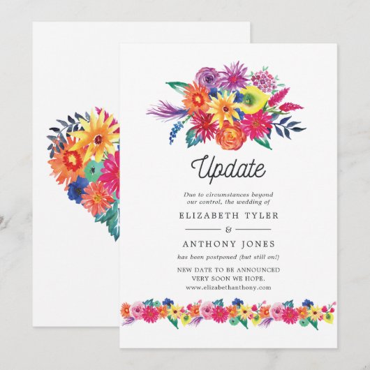 Trouwupdate Floral Fiesta Kaart (Voorkant / Achterkant)