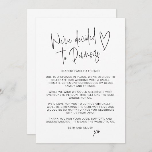 Trouwupdate Gedownscaled Kleinere Lettertype Aankondiging (Voorkant / Achterkant)