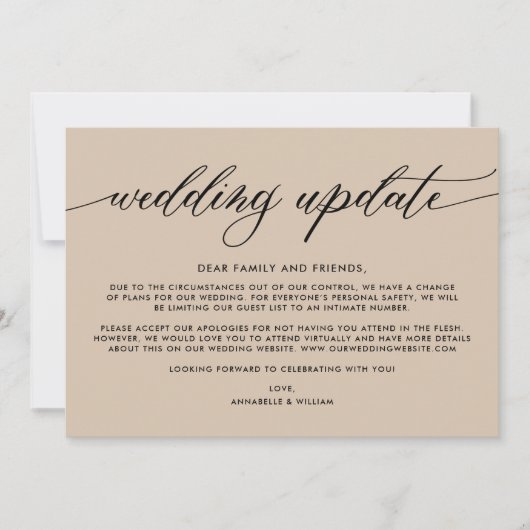 Trouwupdate | Kleinere bruiloft Aankondiging (Voorkant)