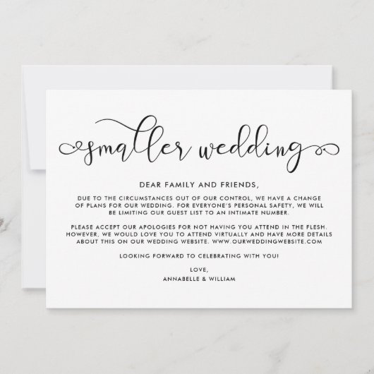 Trouwupdate | Kleinere bruiloft Aankondiging (Voorkant)