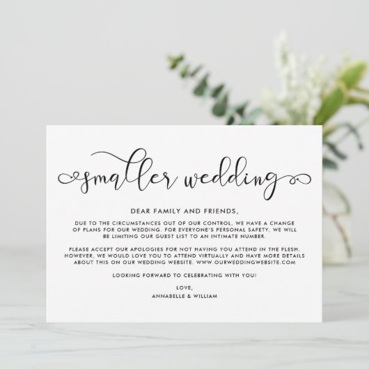 Trouwupdate | Kleinere bruiloft Aankondiging (Staand voorkant)