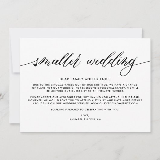 Trouwupdate | Kleinere bruiloft Aankondiging (Voorkant)