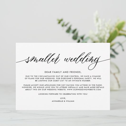 Trouwupdate | Kleinere bruiloft Aankondiging (Staand voorkant)