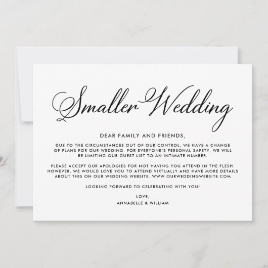 Trouwupdate | Kleinere bruiloft Aankondiging (Voorkant)