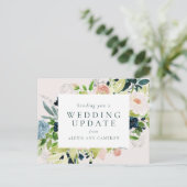 Trouwupdate marine blos bloemen briefkaart (Staand voorkant)