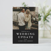 Trouwupdate wijzig de datum zwarte fotokaart (Staand voorkant)