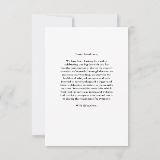 Trouwupdate wijzig de datum zwarte fotokaart (Achterkant)