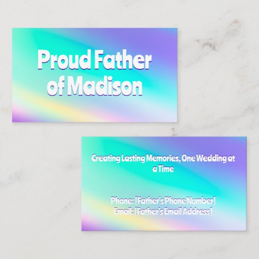 Trouwvader van de bruid contactkaartje (Voorkant / Achterkant)