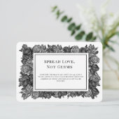 Trouwveiligheidskaart met zwarte en witte rozen kaart (Staand voorkant)