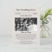 Trouwverhaal Krant Aankondiging Save the Date (Staand voorkant)