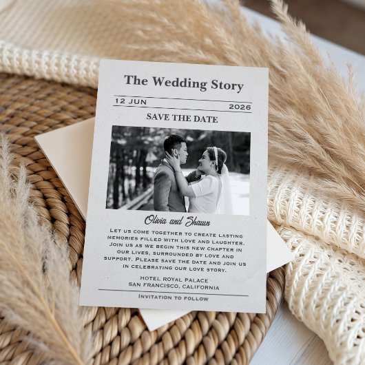 Trouwverhaal Krant Aankondiging Save the Date