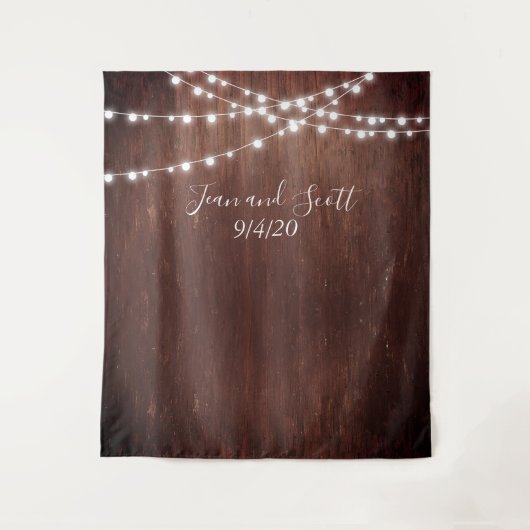 Trouwverlichting Donkere Rustieke Slingerlichten H Wandkleed (Voorkant)