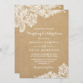 Trouwviering Klasse Bloemrijke Kant Kraft Kaart (Voorkant / Achterkant)