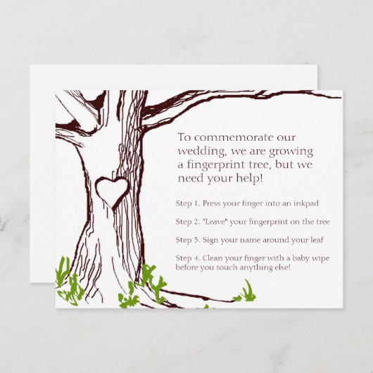 Trouwvingerafdrukboominstructie Kaart (Voorkant / Achterkant)