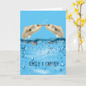 Trouwvis in het water met hartbellen kaart (Gele Bloem)