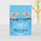 Trouwvis in water met hartbellen kaart (Gele Bloem)