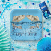 Trouwvis in water met hartbellen papieren bordje (Feest)