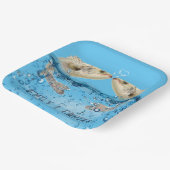 Trouwvis in water met hartbellen papieren bordje (Gebogen)