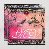 TROUWVLIEGTUIG MONOGRAM zwart geel roze robijn Aankondiging (Voorkant / Achterkant)