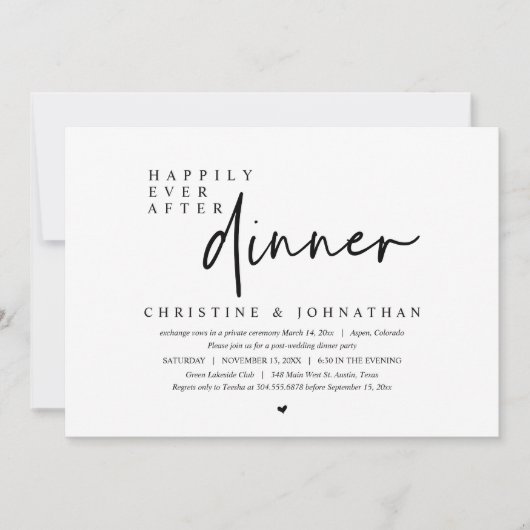 Trouwvlucht, Dinertje 'Happily Ever After' Kaart (Voorkant)