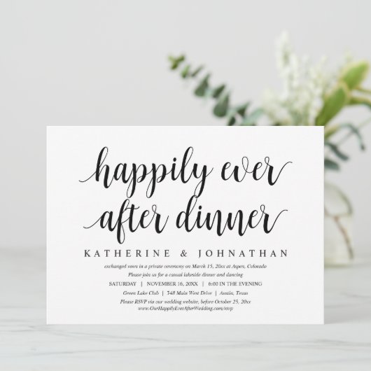 Trouwvlucht, Dinervaart en Dans Happily Ever After Kaart (Staand voorkant)