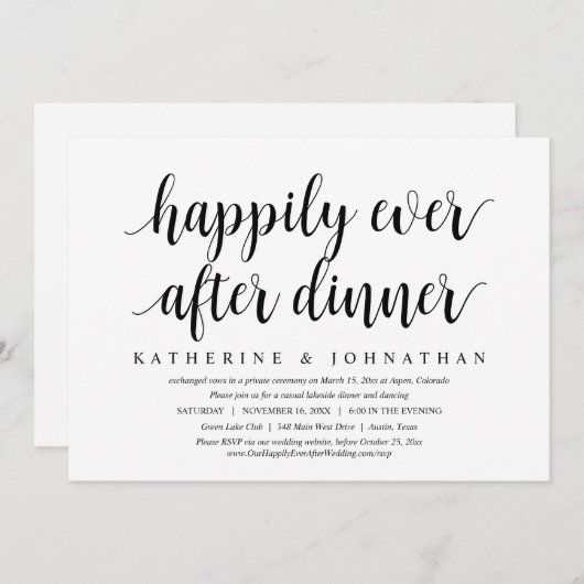 Trouwvlucht, Dinervaart en Dans Happily Ever After Kaart (Voorkant / Achterkant)