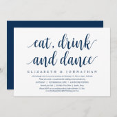 Trouwvlucht, Eet, Drink en Dans Uitnodiging (Voorkant / Achterkant)