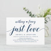Trouwvlucht, Elegante Klasse Navy Blauwe Script Kaart (Staand voorkant)