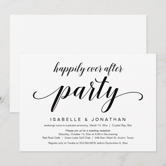 Trouwvlucht, Elegante Klasse Zwarte Schrift Kaart (Voorkant / Achterkant)