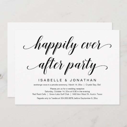 Trouwvlucht, Elegante Klasse Zwarte Script Kaart (Voorkant / Achterkant)