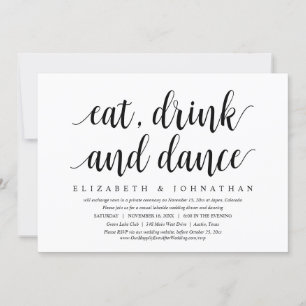 Trouwvlucht, Eten, Drinken en Dansen Kaart