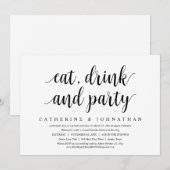 Trouwvlucht, Eten, Drinken en Feest Kaart (Voorkant / Achterkant)