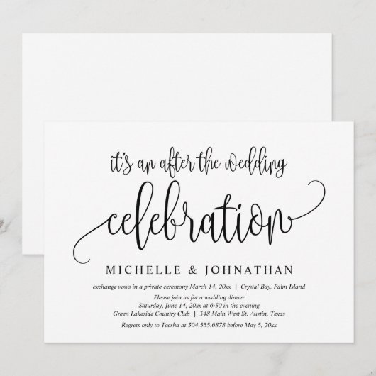 Trouwvlucht, Feest na de bruiloft Kaart (Voorkant / Achterkant)