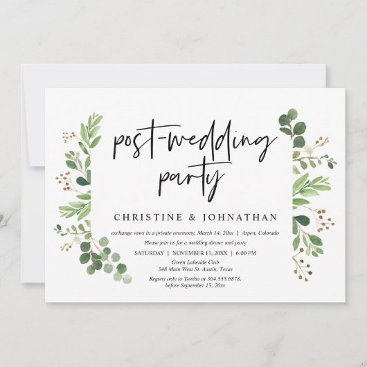 Trouwvlucht, Feest na de bruiloft Kaart (Voorkant)