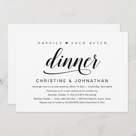 Trouwvlucht, Happily Ever After-diner Kaart (Voorkant / Achterkant)