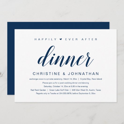 Trouwvlucht, Happily Ever After diner uitnodiging (Voorkant / Achterkant)