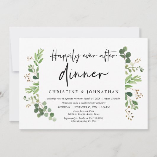 Trouwvlucht, Happily Ever After diner uitnodiging (Voorkant)