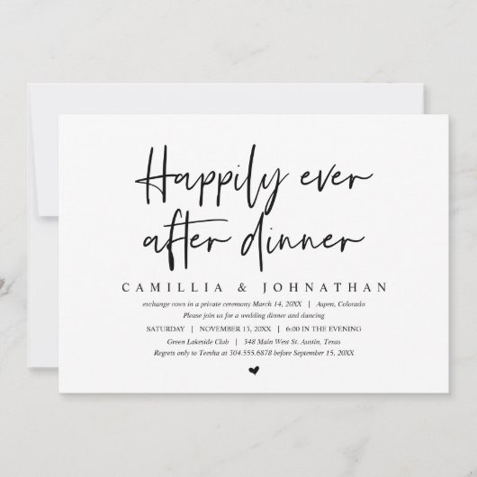 Trouwvlucht, 'Happily Ever after dinner' Kaart (Voorkant)