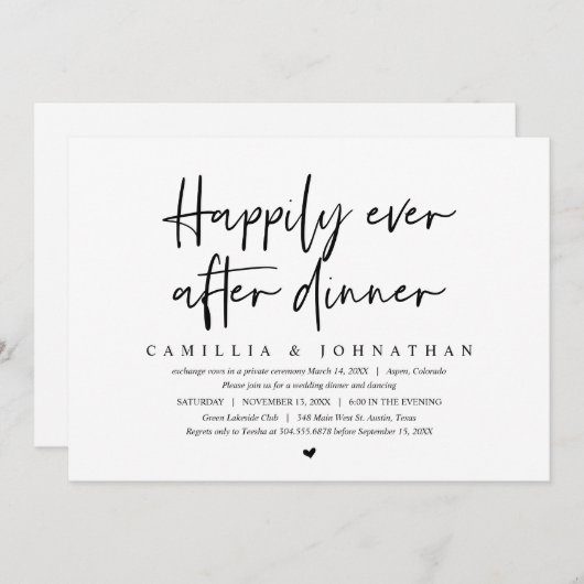 Trouwvlucht, 'Happily Ever after dinner' Kaart (Voorkant / Achterkant)