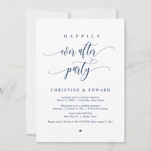 Trouwvlucht, Happily Ever After-feest Kaart (Voorkant)