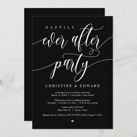 Trouwvlucht, Happily Ever After-feest Kaart (Voorkant / Achterkant)