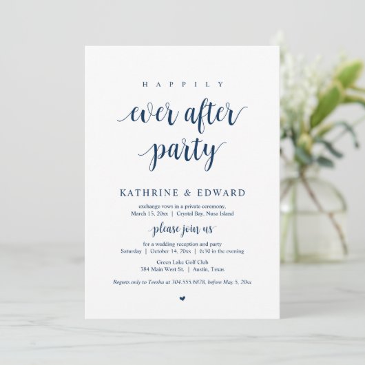 Trouwvlucht, Happily Ever After-feest Kaart (Staand voorkant)