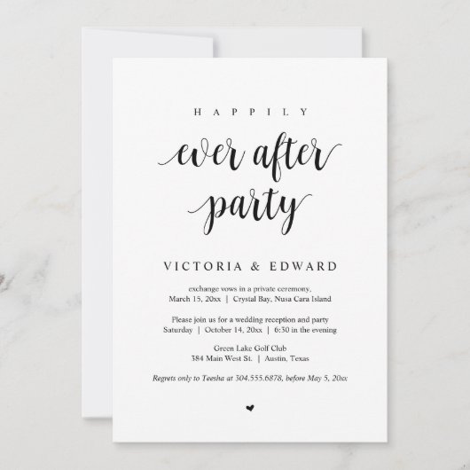 Trouwvlucht, Happily Ever After-feest Kaart (Voorkant)