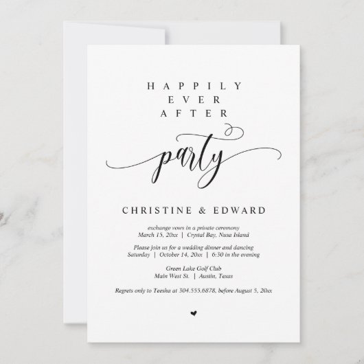 Trouwvlucht, Happily Ever After Feest Kaart (Voorkant)
