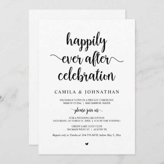 Trouwvlucht, Happily Ever After-feest Kaart (Voorkant / Achterkant)