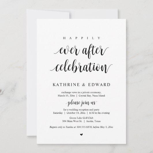 Trouwvlucht, 'Happily Ever After'-feest Kaart (Voorkant)