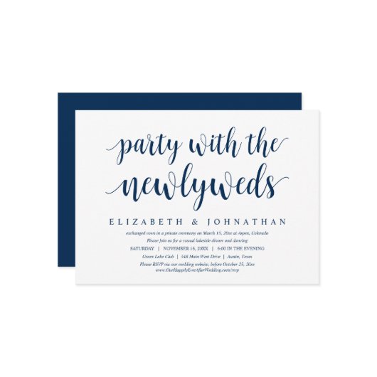 Trouwvlucht, 'Happily Ever After'-feest Kaart (Voorkant / Achterkant in situ)