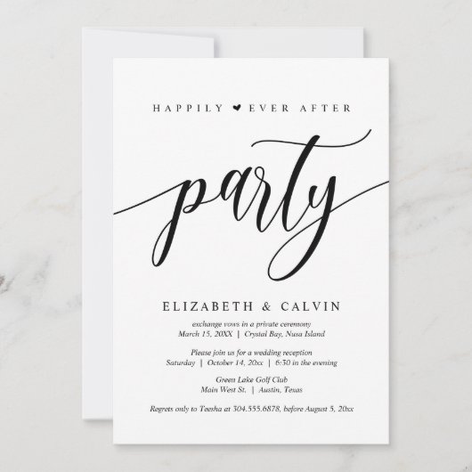 Trouwvlucht, Happily Ever After Feest Uitnodiging (Voorkant)