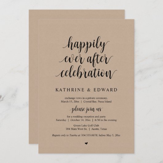 Trouwvlucht, Happily Ever After-viering Kaart (Voorkant / Achterkant)